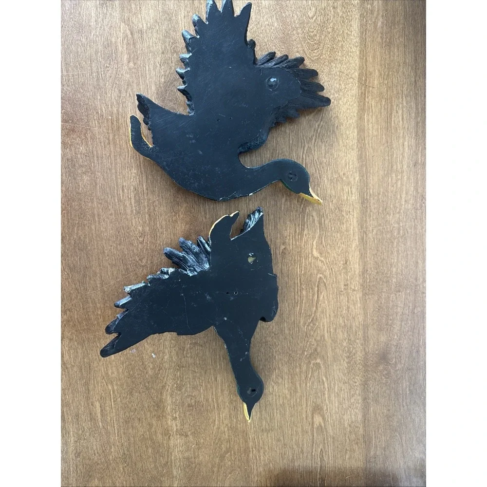Vintage Resin Mallard Ducks On Flight Wall Hanging Decor 3D